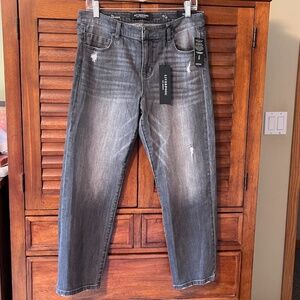 Liverpool Crop Straight Black Jean